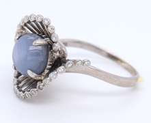 Wonderful White Gold Star Sapphire and Diamond Ring
