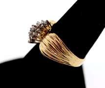 Cushioned 10k Gold Diamond Cluster Ring