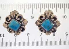 Sterling Silver Turquoise Color Clip Earrings
