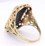 Antique Black Onyx and Mini Diamond Ring