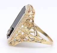 Antique Black Onyx and Mini Diamond Ring