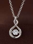 Hugging Swarovski Crystal Silver Pendant
