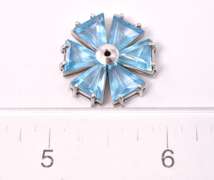 Blue Topaz Flower Pendant, 18KT