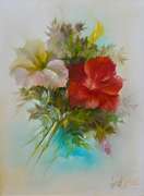 Framed Still Life With Floral Bouquet, Original Oil Painting by Jenkins