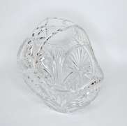 Gorgeous Large Clear Crystal Handled Basket With Pineapple / Fern Pattern