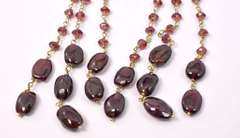 Vintage Garnet Dangle Earrings, 18KT