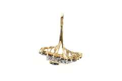 14K Yellow Gold Marquise Natural Sapphire Diamond Swirl Ring