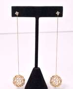Fantastic Diamond Set Dangle Ball Earrings in 18K Rose Gold