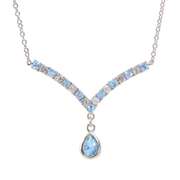 Plated Rhodium 2.4ctw Blue Topaz Pendant with Chain