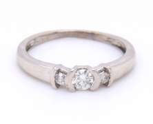 Fantastic White Gold 3 Diamond Half Bezel Ring
