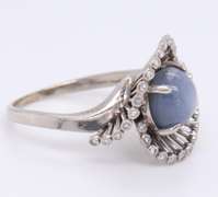 Wonderful White Gold Star Sapphire and Diamond Ring