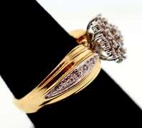 Round Diamond Cluster Ring with Gorgeous 10k Gold Band