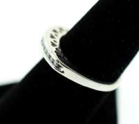 Romantic 10k White Gold Channel Set Diamond Ring with Heart Engravings