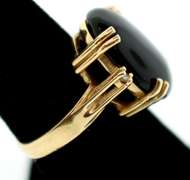 Cabochon Onyx With Diamond Accents Ring in 14kt Gold