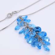 Charming White gold Fancy Blue Topaz Dangle Necklace
