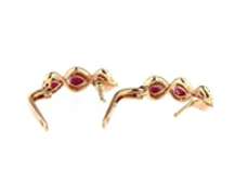 Gorgeous Rose Gold Earrings w Pear Cut Rubies and Accent Diamonds