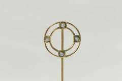 10K Yellow Gold Victorian Seed Pearl Geometric Circle Round Stick Pin