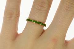 14K Yellow Gold 2.5mm Green Enamel Stackable Band Ring