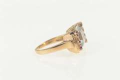 14K Yellow Gold 5.86 Ctw Aquamarine Ruby 1930's Statement Ring