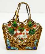 Antique Chinese Filigree Enameled Basket Pendant
