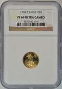 Scarcer 1988-P Proof $5 Gold Eagle. NGC PF69 ULTRA CAMEO