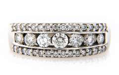 Stunning White Gold Diamond Channel Set Triple row Band