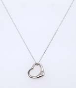 Dainty White Gold Open Heart with Diamond Accent Necklace