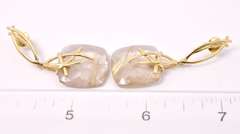 Fancy & Unique Rubilated Quartz Earrings, 18KT
