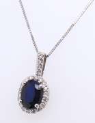 Shimmering Blue Sapphire and Diamond Pendant on Chain