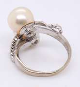 Stunning 14kt WG Double Pearl with Diamond Accent Ring