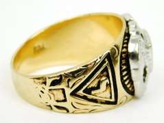 Vintage 10K Masonic 32nd Degree Diamond Ring, 11.5