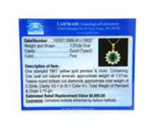 Significant 18kt Emerald and Diamond Starburst Pendant on Chain