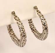 White Gold Cage Style Hoop Earrings