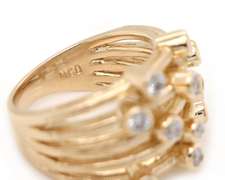 Darling Yellow Gold Diamond Multi Row open Bezel Set Ring