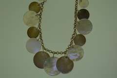 Sterling Silver Mother Of Pearl And Silver Disk Necklace