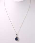 Gorgeous 9.71CTS Cabochon-Cut Star Sapphire & 0.11CTW Diamond Necklace in Sterling Silver