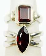 2 Sterling Silver Garnet Rings, 5.5 & 6