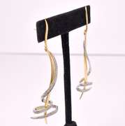 Captivating Diamond Dangle Earrings in Two-Tone 18K Gold