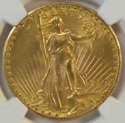 Blazing near Gem BU 1927 St. Gaudens $20 Gold. NGC MS64