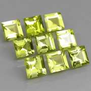 Princess cut Unheated! 6.12ct Peridot set