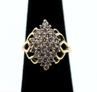 Glittering 10k Gold Diamond Cluster Ring