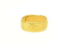 22K Yellow Gold Ornate Chinese Character Fortune Wrap Band Ring