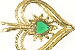 10K Yellow Gold Heart Syn. Emerald Diamond Accent Love Pendant