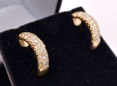 Amazing Partial Hoop Diamond Earrings in 14K Yellow Gold