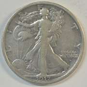Scarce 1917-D (Obv) Walking Liberty Half Dollar. Key date