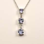 Three Stone Aqua Pendant