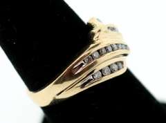 Contemporary 10k Gold Quadruple Row Channel Set Diamond Ring