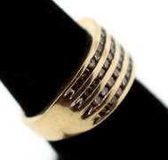 Powerful Quadruple Row 10k Gold Channel Set Diamond Ring