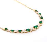 Plated 18KT Yellow Gold 4.05ctw Green Agate and Diamond Pendant with Chain