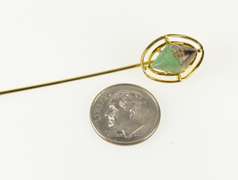 14K Yellow Gold Victorian Jasper Cabochon Wavy Halo Stick Pin